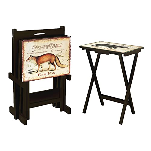 Cape Craftsmen Rustic Lodge Cabin Tv Dinner Tray | Set Of 4 | Foldable With Stand | Easy Storage Decorative Serving Tables For Home Activities #TOP4