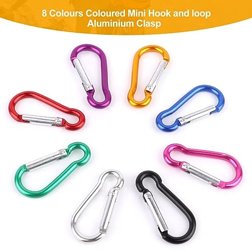 VFANDV Karabiner, Bunt Karabinerhaken Aluminium Schnapphaken Karabinerhaken Klein - 3.5 x 40.8mm, für Camping/Reisen Wandern/Angeln/Rucksack (16)