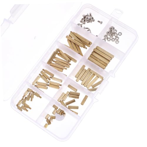 GLEAVI 120 Piezas Tornillo de ordenador M2 tornillos pc tornillos para ordenador punto muerto apagados fuerza tornillos separadores para acrílico separadores hexagonales latón Golden
