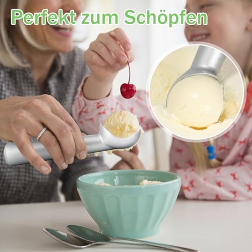 Foto von Eisportionierer,18cm Antihaft-Frostschutzmittel Eislöffel,Einteiliger Aluminium-Eiskugelportionierer,Langlebiges Design,leicht zu reinigen,für Gelato,Keksteig,Sorbet,Mandeln