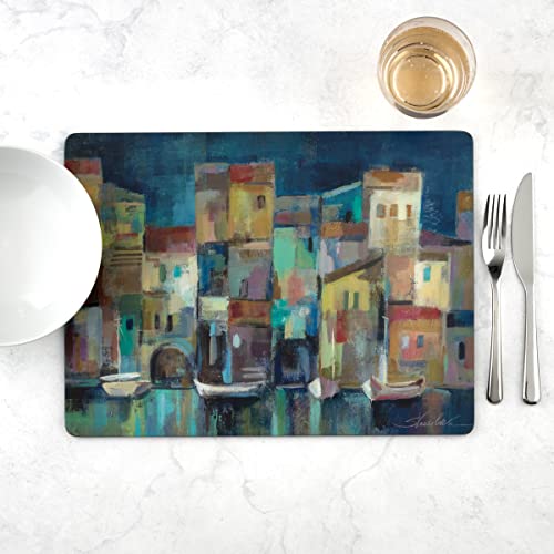 Pimpernel Evening Port Collection Placemats | Set Of 4 | Heat Resistant Mats | Cork-Backed Board | Hard Placemat Set For Dining Table | Measures 15.7” X 11.7” #TOP5