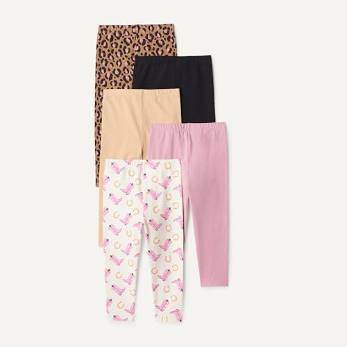 Image of Amazon Essentials Girls' Cotton Stretch Leggings, Multipacks