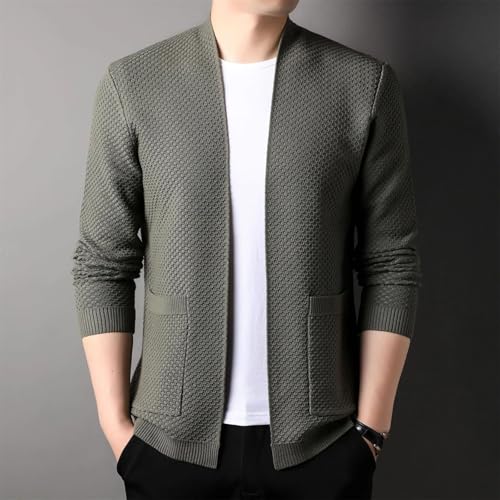 Men Slim Fit Knitted Cardigan Solid Casual Korean Sweatercoats Outerwear3