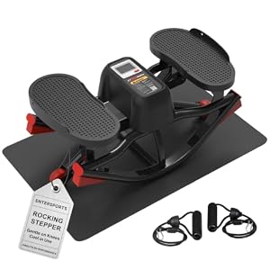 EnterSports Rock Stepper for Home, No Assembly Side Stepper with Resistance Bands, Massage Pedals & Eco-Friendly Mat, Anti-Slip Balance Board for Full Body Workout, 150kg Capacity