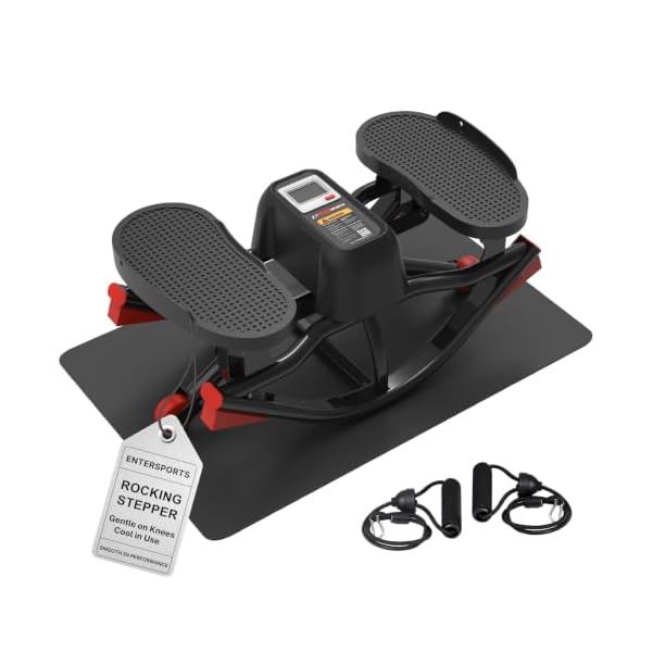 Rocking Stepper for Home Exercise - U-Track Low-Impact Stepper with Resistance Bands, Massage Pedals & Eco-Friendly Mat, Anti-Slip Balance Board for Full Body Workout, 330 LBS Capacity