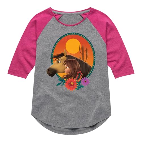 HYBRID APPAREL Spirit Riding Free - Spirit Lucky Portrait - Toddler and Youth Girls Raglan Graphic T-Shirt