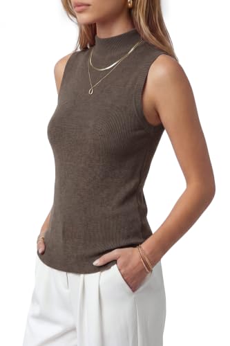 Image of Arach&Cloz Women's Wool Blend Mock Neck Fall Business Casual Sweater Tank