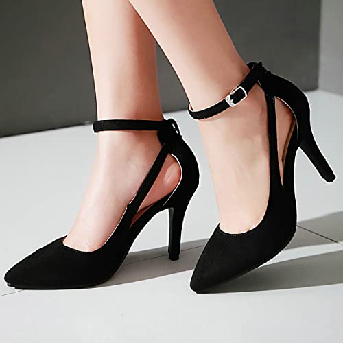 Uniquelly Womens Stiletto High Heel Mary Janes Ankle Strap Pumps Pointed Toe Elegant Dress Shoes4