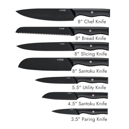 Yatoshi-7-Piece-Knife-Set-Onyx-Black-Titanium-Nitride-Coating-Ultra-Sharp-High-Carbon-Stainless-Steel-Black-Pakkawood-Ergonomic-Handle