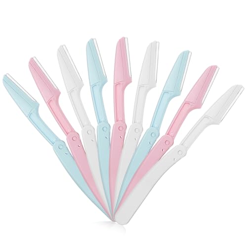 Guduling 9 cuchillas Derma para cara y mujer, maquinilla de afeitar de cejas Microderm, hoja Derma plegable, maquinilla de afeitar de cejas para mujeres y hombres, para viajes, maquinilla de afeitar