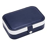 DOOLY Caja de joyería portátil de viaje multifunción de cuero PU caja de almacenamiento de joyería pendientes de concha collar de joyería