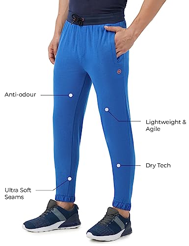 Image of PUMP'D Men's Breathable Cotton Jogger Pants with Elasticated Waistband & Drawstring - Dry Tech, Anti-Odor, Lightweight, Soft Seams