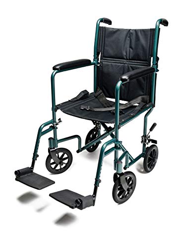 Everest & Jennings Aluminum Transport Wheelchair, Fixed Full Arms & Swingaway Footrests, 17"