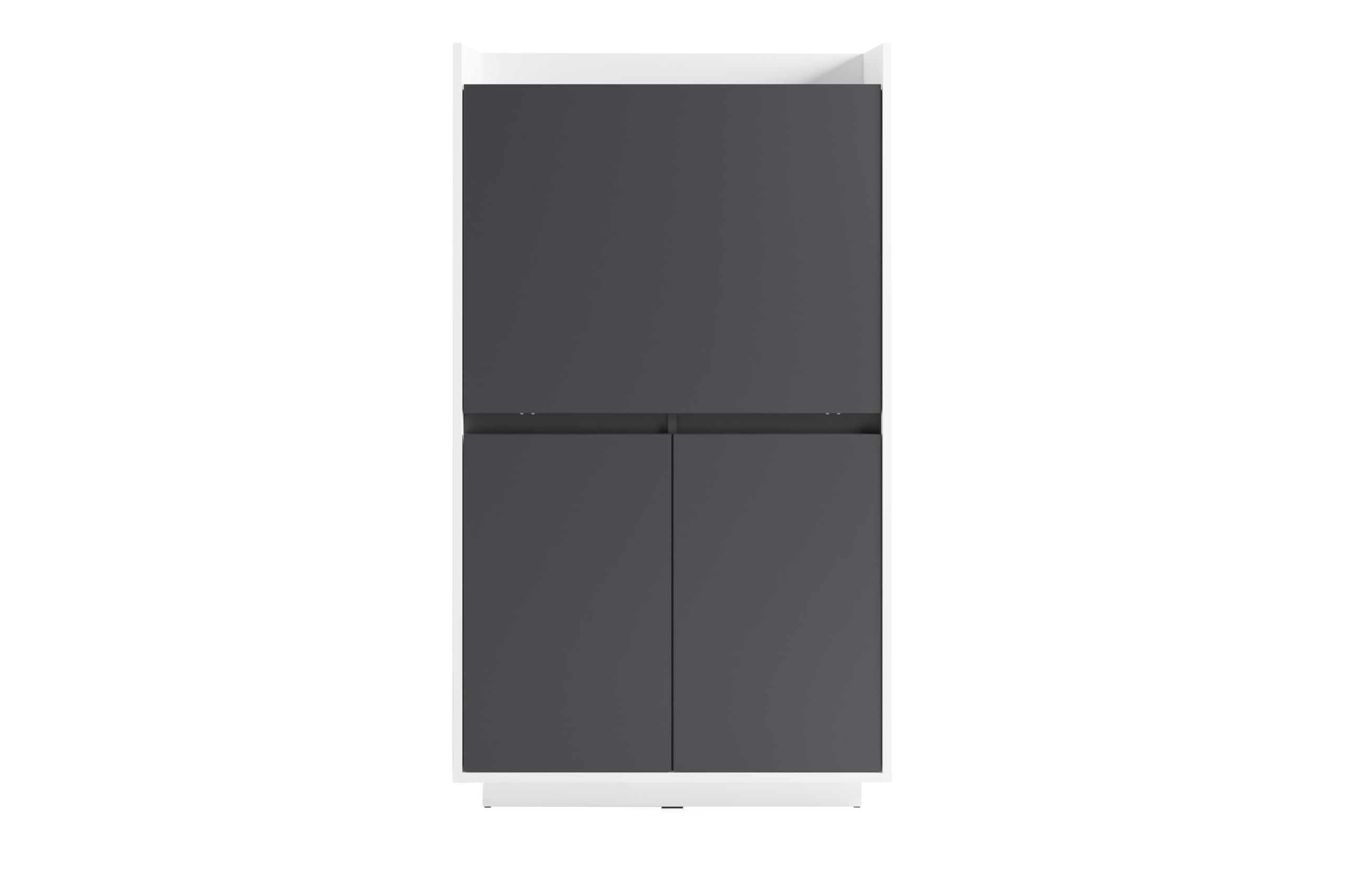 byLIVING Sekretär Hannes, Grifflos, Sekretär Mattweiß - anthrazit | Office-Schrank mit 1 Klappe und 2 Türen, B 80, H 141, T 40 cm