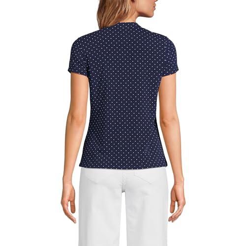 Image of Lands' End Women's Short Sleeve Lightweight Jersey Button Pintuck Top