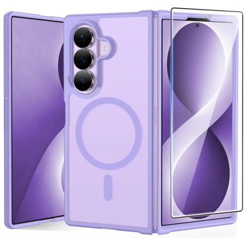 Image of FNTCASE for Samsung Galaxy Z Fold 8 Ultra / Z Fold 7 Case, Fit for Magsafe | Screen Protector, Translucent Matte, 18FT Military Grade Drop Protection, Shockproof Protective Phone Cover, Light Purple