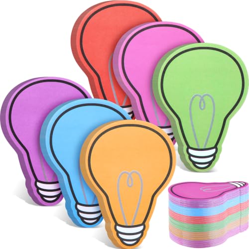 Gersoniel 48 blocs de notas adhesivas divertidas de bombilla VBS para regalo de regreso a clases, coloridos blocs de notas autoadhesivos para domingo, oficina, iglesia, suministros de regalo