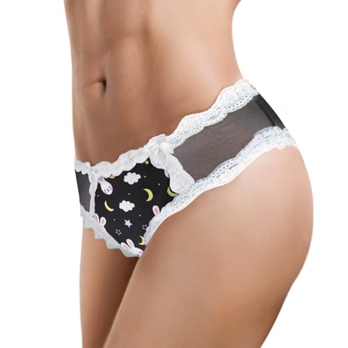 Littleforbig Unisex Hipster Briefs Snuggle Bunny Pattern Mesh Shaping Tucking Gaff Briefs for Sissies Crossdressers