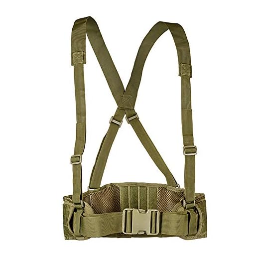 Cinturón Táctico Heavy Duty ajustable seguridad táctico Molle cinturón con libre correa para equipo de caza y actividades al aire libre(Army Green)