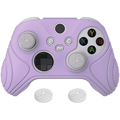 eXtremeRatePlayVital Samurai Edition Mauve Purple Anti-slip Controller Grip Silicone Skin, Ergonomic Soft Rubber Protective Case Cover for Xbox Series S/X Controller with White Thumb Stick Caps
