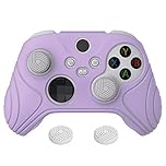 eXtremeRatePlayVital Samurai Edition Mauve Purple Anti-slip Controller Grip Silicone Skin, Ergonomic Soft Rubber Protective Case Cover for Xbox Series S/X Controller with White Thumb Stick Caps