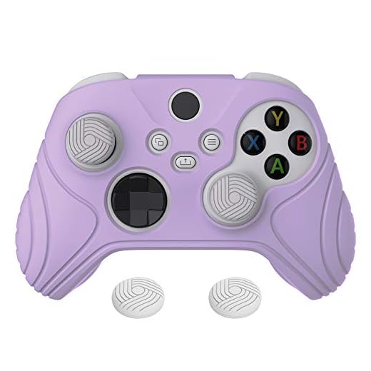 eXtremeRate PlayVital Samurai Edition Mauve Purple Anti-Slip Controller Grip Silicone Skin, Ergonomic Soft Rubber Protective Case Cover for Xbox Series S/X Controller with White Thumb Stick Caps