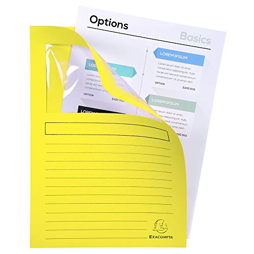 Exacompta 50450E 10er Pack Fenstermappen Super PEFC zertifiziert Karton 160g/m² praktisch und robust für DIN A4 farbig sortiert Dokumentenmappe Einschlagmappe