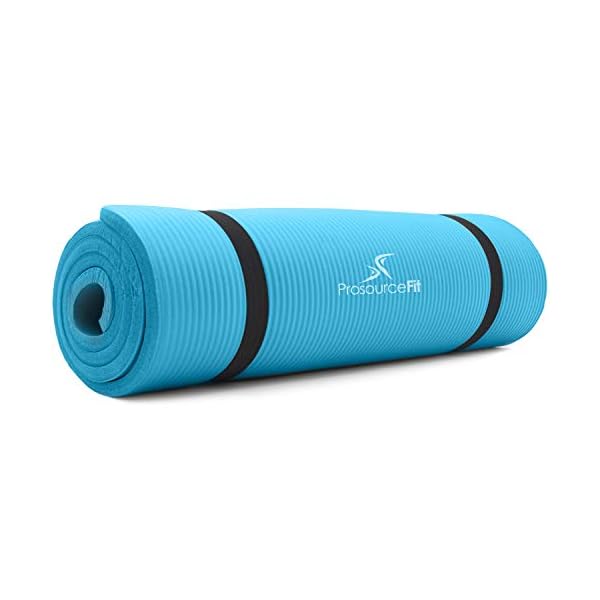 ProsourceFit-Extra-Thick-Yoga-Pilates-Exercise-mat ProsourceFit Extra Thick Yoga and Pilates Mat ½” (13mm) or 1" (25mm), 71-inch Long High Density Exercise Mat with Comfort Foam and Carrying Strap, Aqua