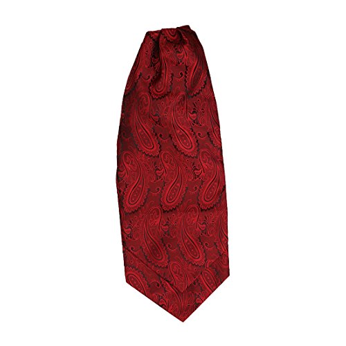 Epoint Paisley Cravat Tie Ascot For Party Red Self Cravat Tie Ascot Era1B03B Red,Black Jacquard Silk #TOP3