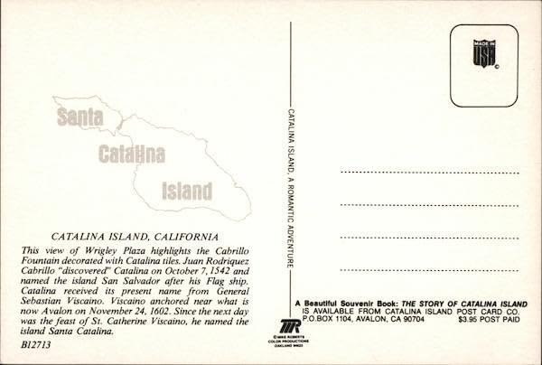 Miniatura 2 de Wrigley Plaza and Cabrillo Fountain Santa Catalina Island, California CA Original Vintage Postcard