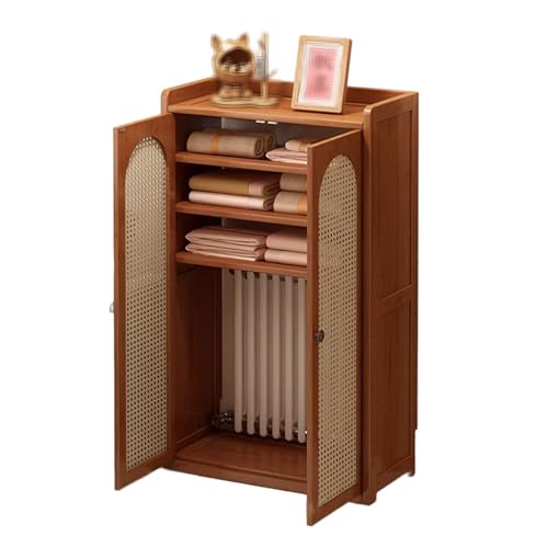 Cubre Radiadores de Madera Oscura Armario Radiador Gran Capacidad de Almacenamiento Estantes Regulables Cubreradiador Zócalo de Reserva Oculta Tuberías Desordenadas(60x25x113cm)