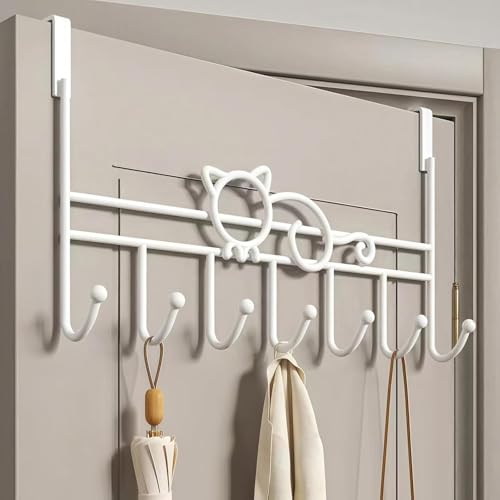 Over The Door Hook KASTWAVE Large Coat Towel Bag Hanger No-Nail Easy Install Over Door Rack Multi-Purpose Hanging for Bedroom Bathroom Office White