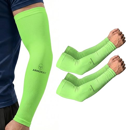 Image of ARMORAY Arm Sleeves for Men and Women - UV Sun Protection Cooling Compression - Tattoo Cover Up Sleeve for Daily Wear & Work