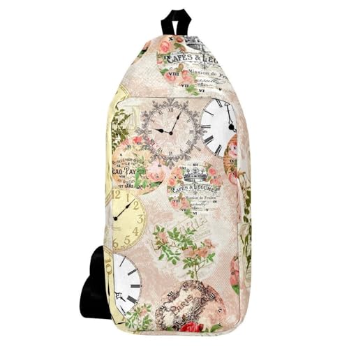 Mochila bandolera de París vintage con correa ajustable y diseño multicolor unisex