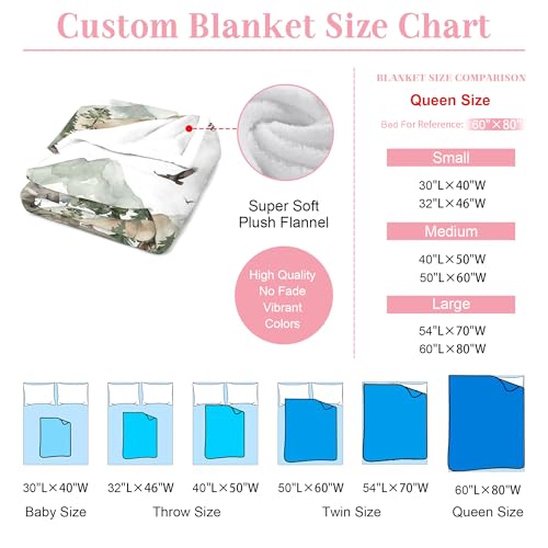 Image of Personalized Baby Blanket with Name, Custom Name Blanket for Kids Soft Flanne Blankets in Easter Personalized Baby Gifts for Infant Newborn Shower (Forest)