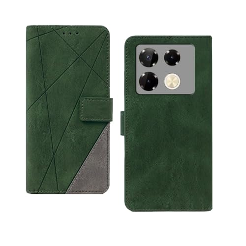 Image of amazon basics Infinix Note 40 Pro 5G Flip Cover | Card Pockets Wallet & Stand | Flip Cover for Infinix Note 40 Pro 5G (Green with Grey)