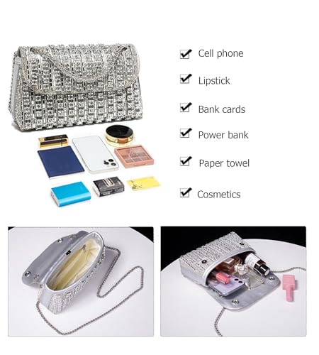 Image of Sweetovo Rhinestone Clutch Purse, Sparkly Evening Bag with Chain for Women