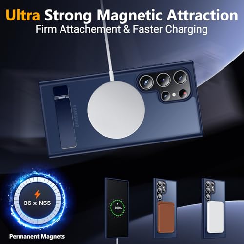 Image of SPIDERCASE Magnetic for Samsung Galaxy S23 Ultra Case, [3 Stand Ways][ Military Grade Drop Protection] with Invisible Stand Shockproof Slim Case for Samsung S23 Ultra 6.8 inch, Blue