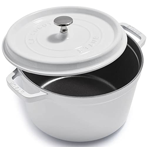 Image of Staub Cast Iron Dutch Oven 5-qt Tall Cocotte, Made in France, Serves 5-6, White