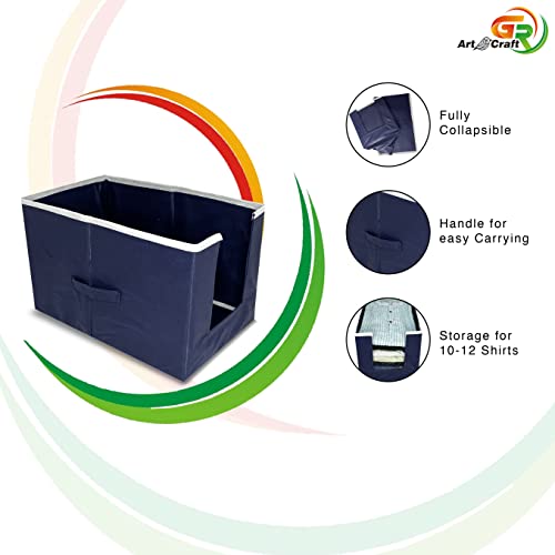 Image of GR Art&Craft inchOrganize Your Space inch Non Woven Shirt Stacker /Shirt Organizer /Wardrobe Organizer /Cloth Organizer /Cloth Cover-9 piece (Navy Blue)