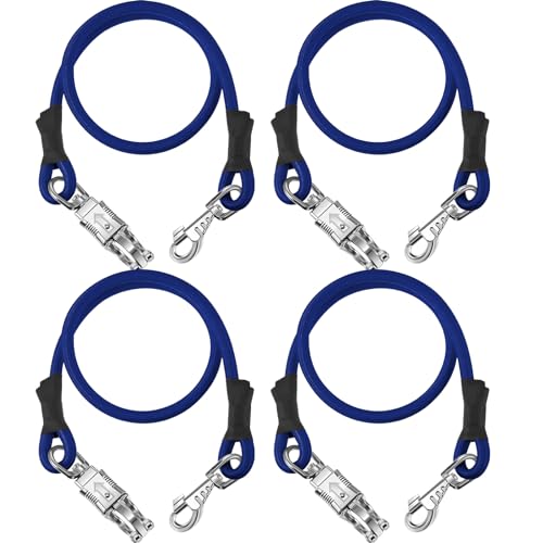 4 Pack Bungee Cross Ties Set Horse Trailer Tie Straps Bulk Bungee Cords with Snaps for Horse Trailer Accessories 36 Inch Long (Royal Blue)
