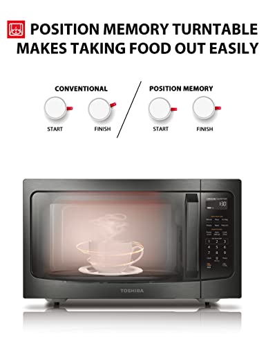 Toshiba Ml-Em45Pit(Bs) Countertop Microwave Oven With Inverter Technology, Kitchen Essentials, Smart Sensor, Auto Defrost, 1.6 Cu.ft, 13.6" Removable Turntable, 33Lb.&1250W, Black Stainless Steel #TOP6