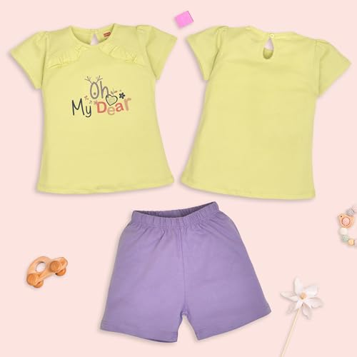 Image of LuvLap Baby Girls Regular Fit 100% Cotton Half Sleeves Girls Top CoSet Pack of 3