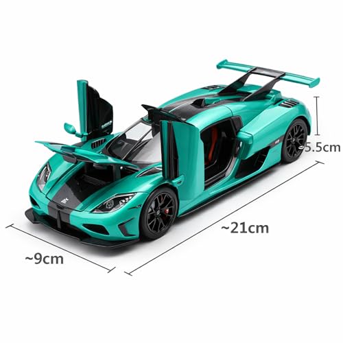 Image of Koenigsegg Agera 1:24 Scale Die Cast Metal Car - Pull Back Hypercar with Openable Scissor Doors, Hood & Engine Cover, Lights & Sound, Collectible Showpiece for Kids & Car Enthusiasts