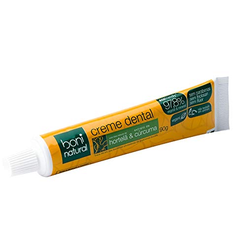 Kit 6x Creme Dental Boni Natural Hortela E Curcuma 90g
