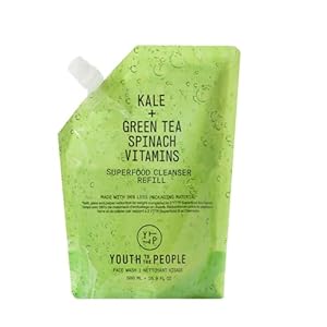 Youth To The People Superfood Facial Cleanser – Kale + Green Tea Daily Face Wash, Gentle Makeup Remover, with Soothing Antioxidants for Glowing Skin, pH Balance, Clean Pores, Sulfate-free, Refillable