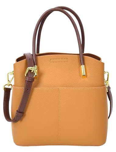 Sac à main en cuir véritable Ella pour femme avec poignée supérieure rigide