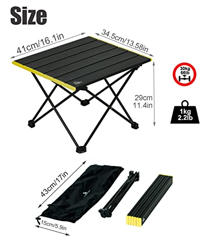 Iclimb Ultralight Compact Camping Alu. Folding Table With Carry Bag, Two Size (Black - S) #TOP2