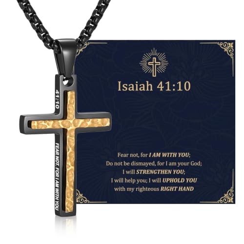 JZPZ Cross Necklace for Men-Hammered Christian Pendant Necklaces with Chain - image 1