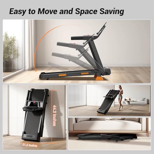 Image of UMAY Treadmills for Home with 15% Incline, 7-Layer Shock-Absorbing Foldable Treadmill with Led Screen & Handle Bar Up to 400lbs Capacity, 3.0HP Walking Pad Treadmill Lower Noise /0.6-7.5MPH